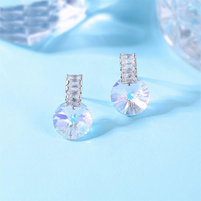 Swarovski Taşlı  Beyaz Yuvarlak Küpe (Altın Kaplama) - E0763B Görseli